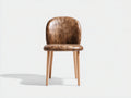 Chaise de salle à manger - cuir synthétique-bois - 46x47x78 cm - marron vintage-naturel - scandinave