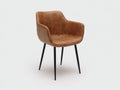 Chaise de salle à manger - cuir synthétique-métal - 58x55x82 cm - marron cognac-noir - contemporain