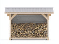 Abri à bûches - bois-métal - 300x105x165 cm - naturel-gris - style extérieur sobre