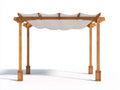 Tonnelle de jardin-Bois-Textile-360x300x270 cm-Blanc-Bois naturel-Moderne
