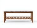 Banc de jardin - bois-tissu - 158x44x50 cm - bois naturel-blanc - moderne