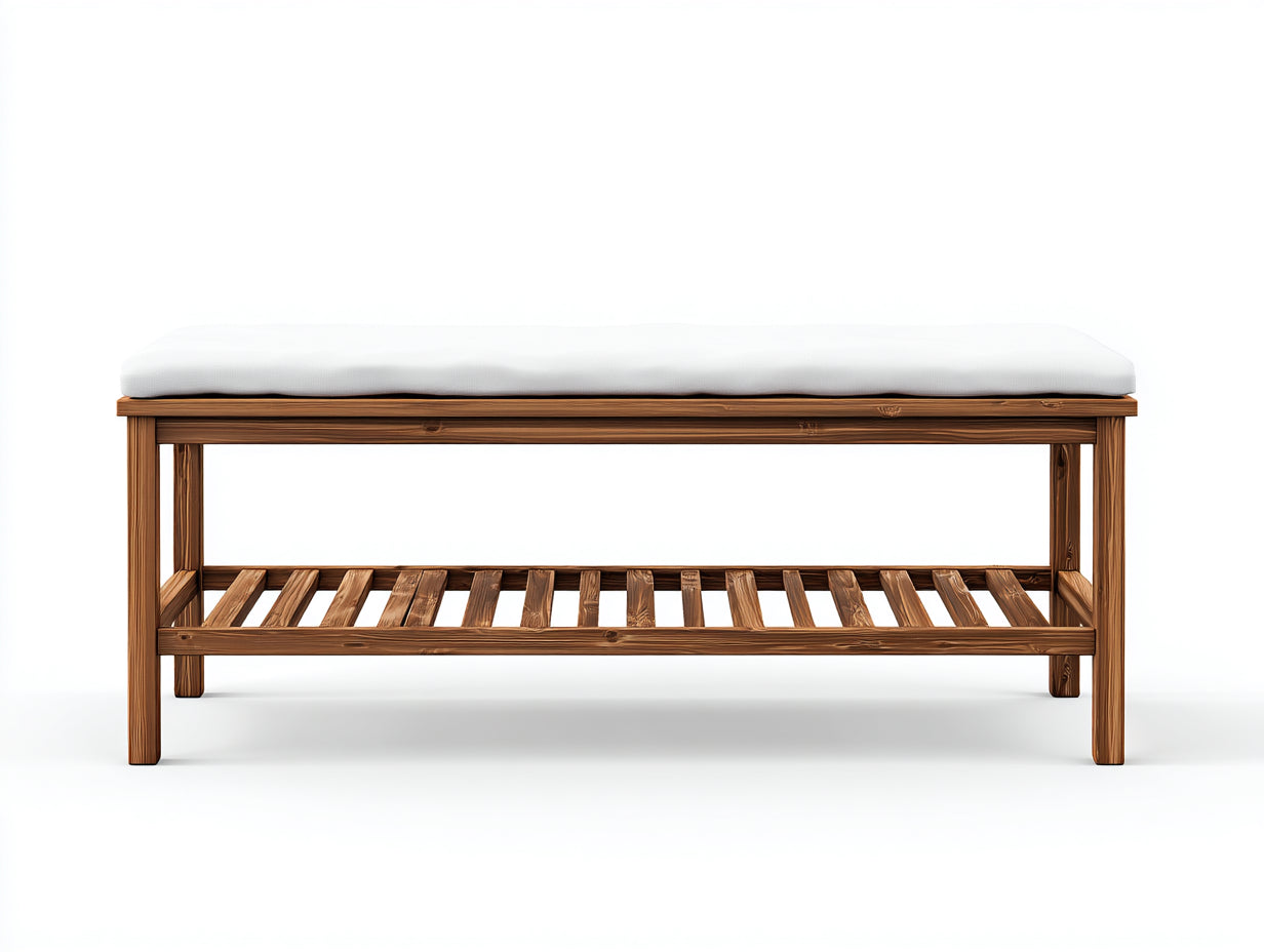Banc de jardin - bois-tissu - 158x44x50 cm - bois naturel-blanc - moderne