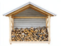 Abri à bûches - bois-métal - 300x115x185 cm - naturel-gris - style chalet fonctionnel