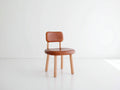 Chaise de salle à manger - cuir synthétique-bois - 45x47x78 cm - marron clair - scandinave