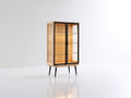 Vitrine - bois-verre-métal - 78x38x148 cm - bois clair-noir-transparent - contemporain