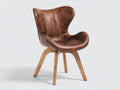 Chaise de salle à manger - cuir synthétique-bois - 62x57x87 cm - marron foncé-naturel - vintage