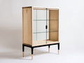 Vitrine - bois-verre-métal - 92x42x135 cm - bois clair-noir-transparent - contemporain