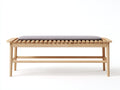 Banc de jardin - bois-tissu - 152x42x49 cm - bois clair-gris - moderne