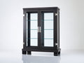Vitrine - bois-verre-métal - 82x40x138 cm - noir-transparent-argenté - contemporain