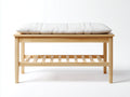 Banc de jardin - bois-tissu - 150x43x52 cm - bois clair-blanc cassé - moderne