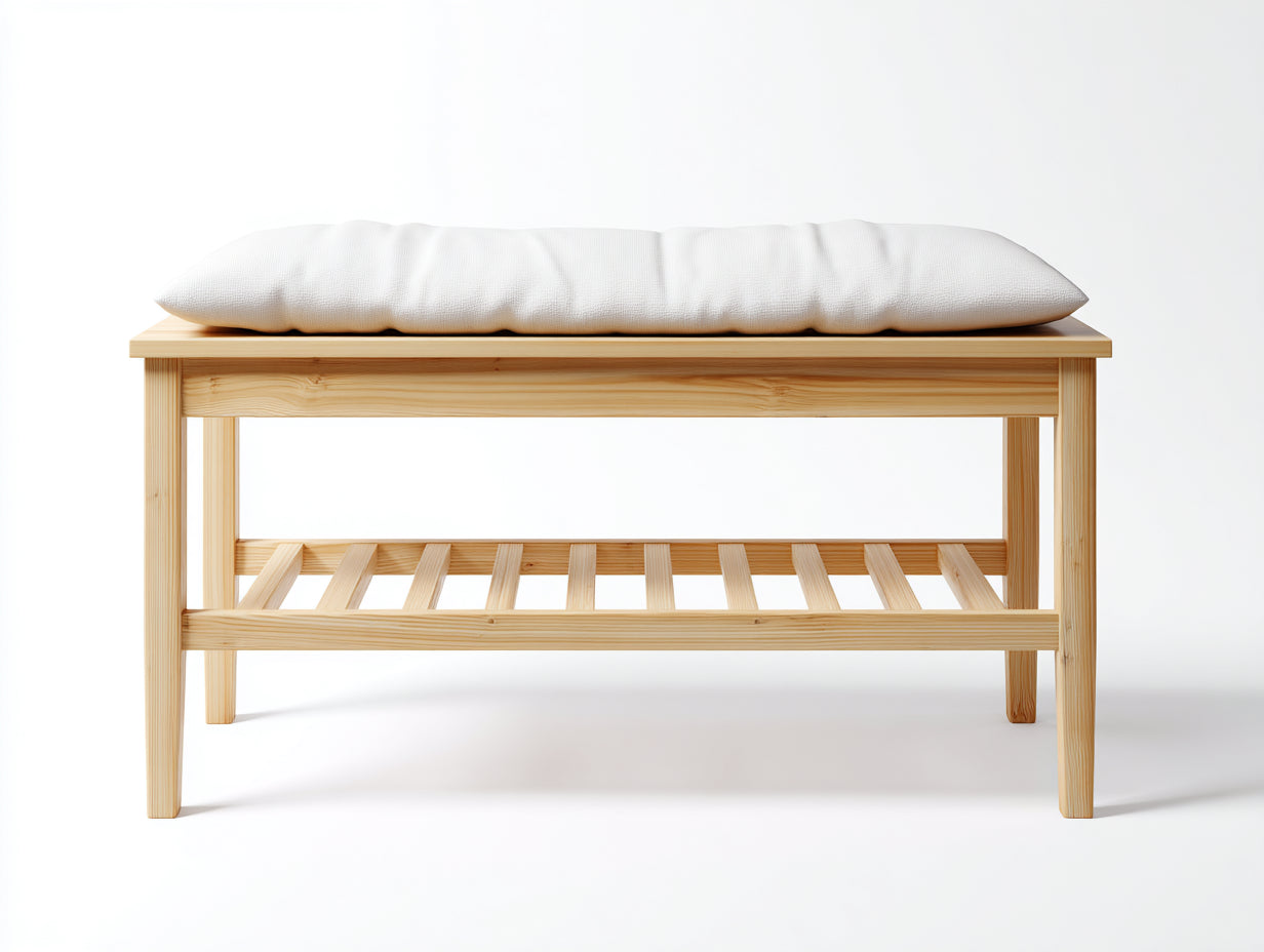 Banc de jardin - bois-tissu - 150x43x52 cm - bois clair-blanc cassé - moderne