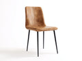 Chaise de salle à manger - cuir synthétique-métal - 52x49x83 cm - marron clair-noir - contemporain