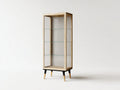 Vitrine - bois-verre-métal - 64x34x150 cm - bois clair-noir-doré-transparent - contemporain