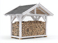 Abri à bûches - bois - 340x120x220 cm - blanc-gris - style chalet ouvert