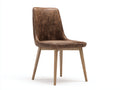 Chaise de salle à manger - cuir synthétique-bois - 52x50x85 cm - marron foncé-naturel - vintage