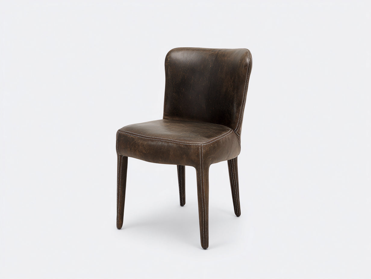 Chaise de salle à manger - cuir synthétique - 50x48x83 cm - marron foncé - contemporain