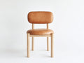 Chaise de salle à manger - cuir synthétique-bois - 48x49x79 cm - marron camel-naturel - scandinave