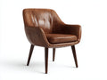 Chaise de salle à manger avec accoudoirs - cuir synthétique-bois - 64x58x82 cm - marron cognac - vintage