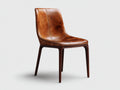 Chaise de salle à manger - cuir synthétique-bois - 55x50x86 cm - marron cognac - vintage
