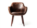 Chaise de salle à manger - cuir synthétique-bois - 64x58x82 cm - marron cognac - vintage
