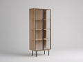 Vitrine - bois-verre-métal - 74x37x162 cm - bois clair-noir-transparent - contemporain