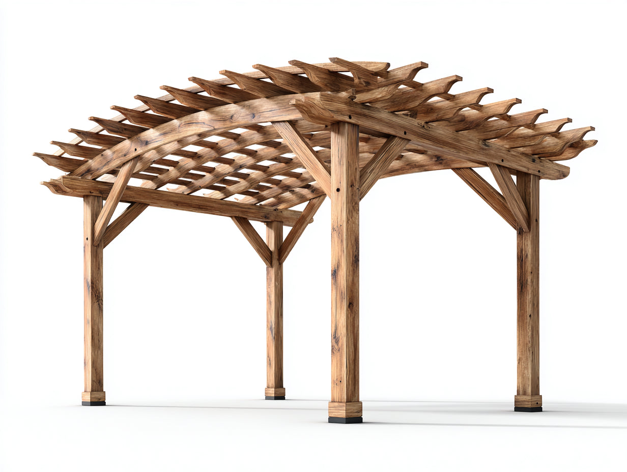 Tonnelle de jardin-Bois-430x340x285 cm-Bois naturel-Traditionnel
