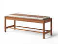 Banc de jardin - bois-tissu - 160x45x48 cm - bois naturel-crème - contemporain