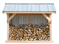 Abri à bûches - bois-métal - 320x110x175 cm - naturel-gris - style extérieur fonctionnel