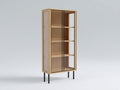 Vitrine - bois-verre-métal - 78x38x165 cm - bois clair-noir-transparent - contemporain